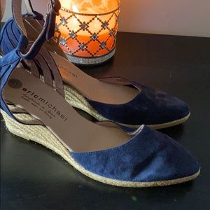 Eric Michael Navy Blue Espadrille Wedges